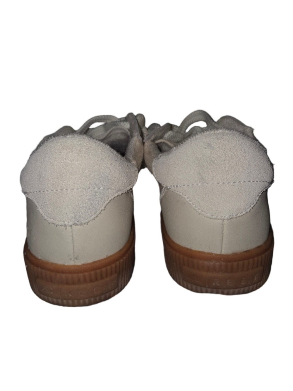 Reef Lay Day Seas Sneakers Women's Size 8 Beige Off White Leather Suede Lace Up - Picture 6 of 9
